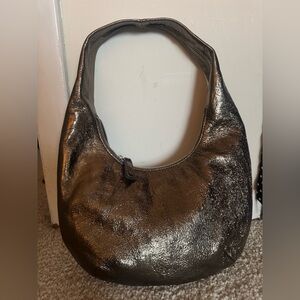Madewell Metallic Pewter leather hobo mini Bag new